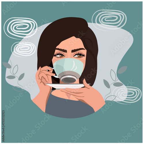 A girl drinking from a cup vector