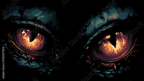Evil Eyes. Dark Fantasy Horror Vector Illustration. Game Design.