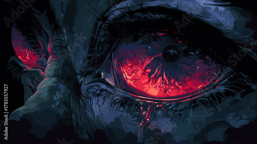 Evil Eyes. Dark Fantasy Horror Vector Illustration. Game Design.