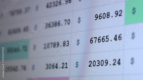 Financial data. Analyzing financial data on a spreadsheet at night to track expenses and income for better budgeting and financial planning