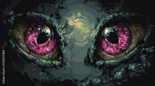 Evil Eyes. Dark Fantasy Horror Vector Illustration. Game Design.