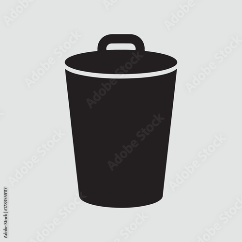 Trash Bin Waste Basket Office Solid Icon