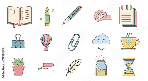 A charming collection of hand drawn doodle style icons.