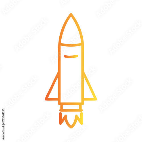 a flat gradient outline icon of a rocket for web and graphic design