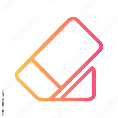 a flat gradient outline icon of an eraser for web and graphic design