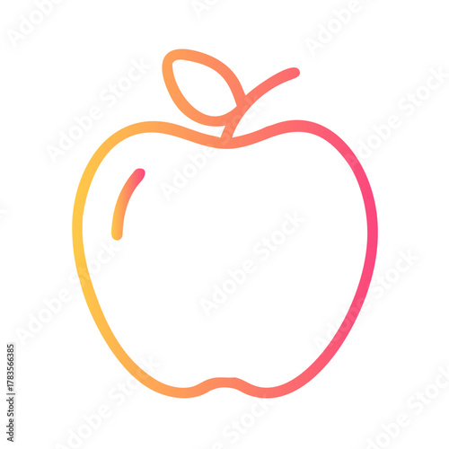 a flat gradient outline icon of an apple for web and graphic design