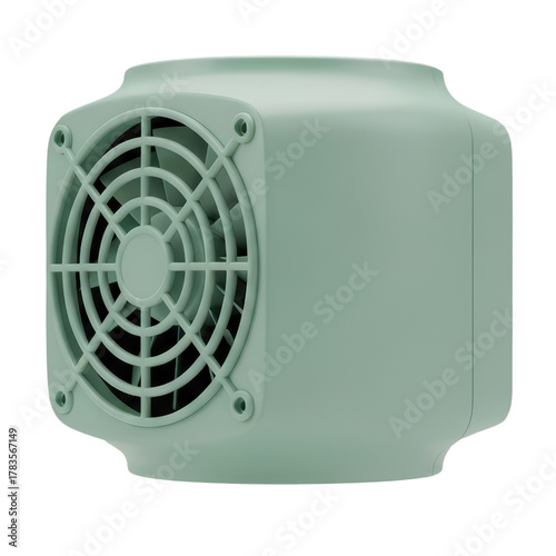 DataCenterModule_CoolingFan_3DRender_PastelMint_FloatingIsolated_LowGlossPlastic_ModularBlock_ITInfrastructure