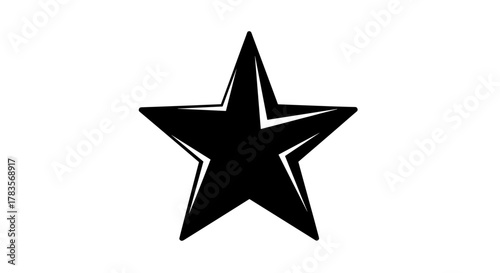 Bold black Christmas star silhouette icon isolated on a clean white background, representing a festive holiday symbol with sharp, defined edges and a striking visual presence, perfect for seasonal