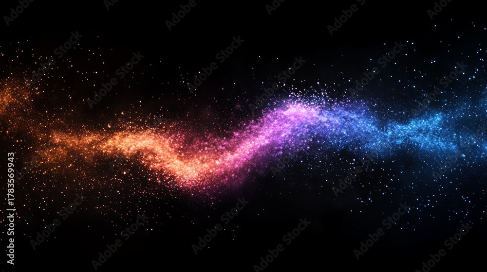 Fototapeta premium Vibrant neon color explosion on black background with swirling glowing particles