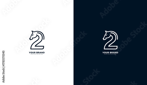 Horse head number 2 logo, horse head number 2 icon, graphic design vector