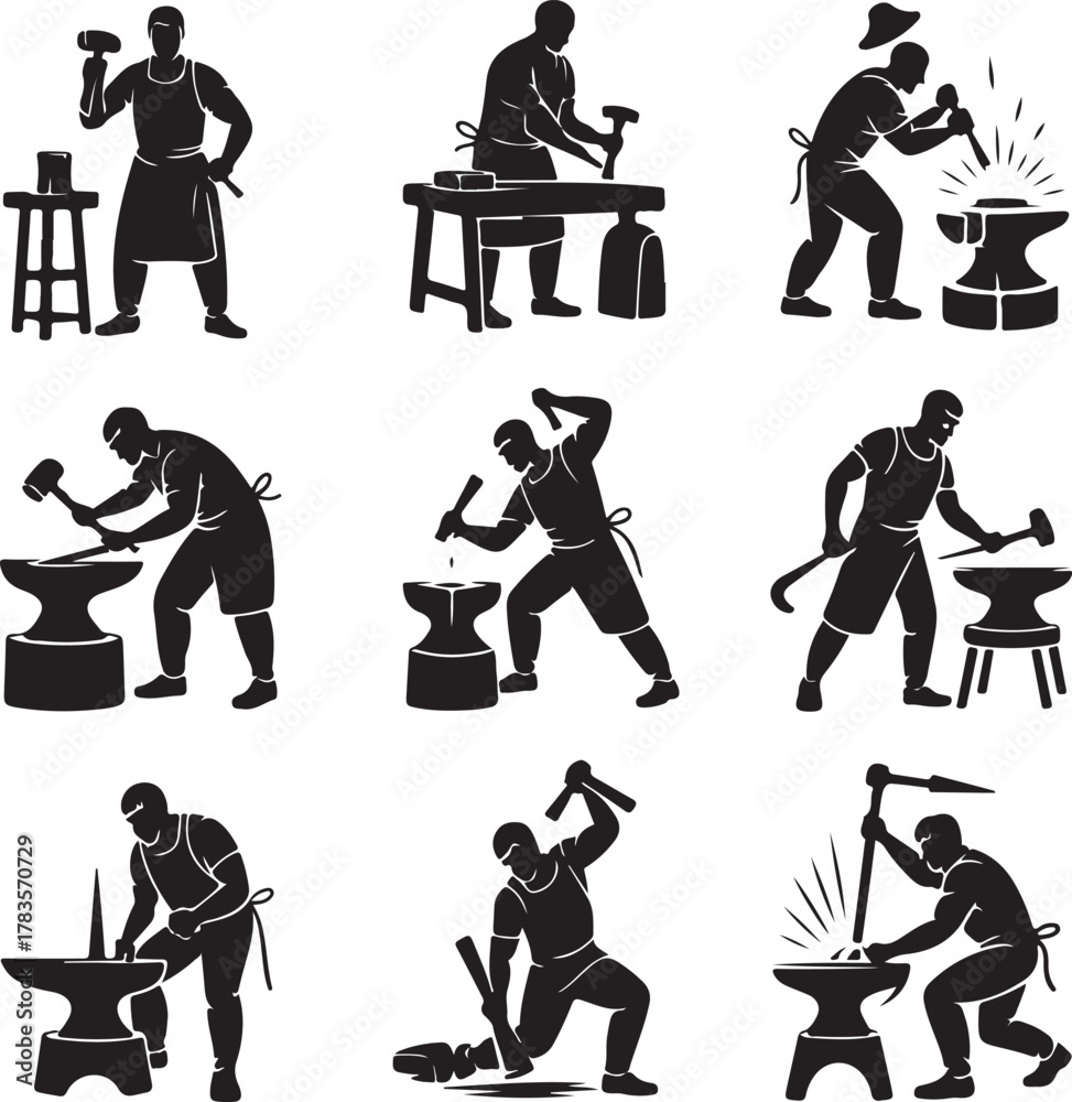 Obraz premium Yoga & Workout Silhouette Pose CollectionFitness Training Yoga Poses Illustration SetMeditation & Exercise Silhouette PackYoga Posture Reference SheetFull Body Workout & Yoga Pose Chart