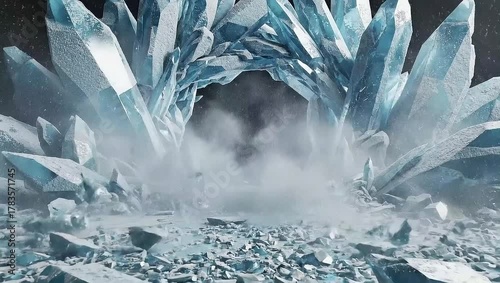 Ice crystal explosion animation background video effect for video editing and motion graphics design use