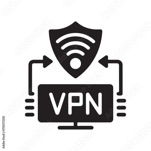 VPN Connection Secure Network Access Solid Icon
