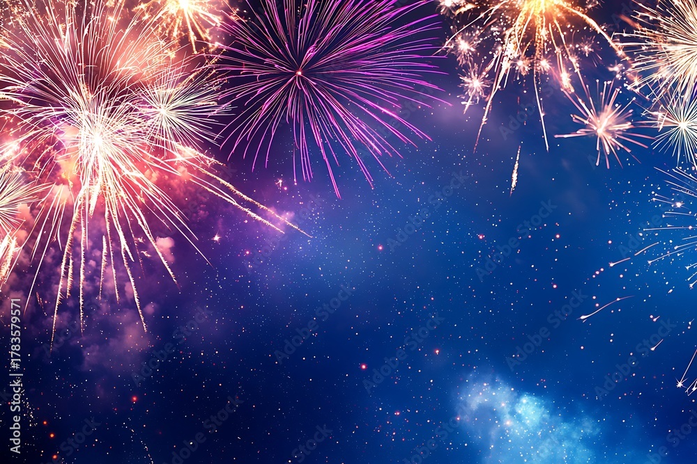 Naklejka premium Colorful fireworks celebration night high resolution picture