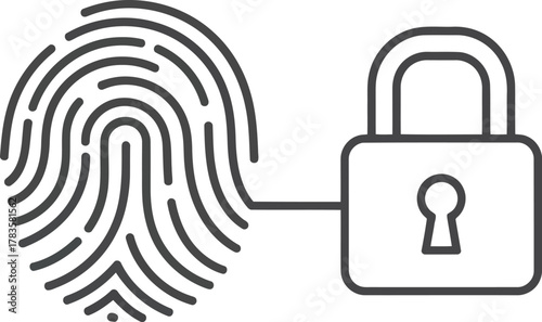 Secure digital identity fingerprint scan connected to padlock for biometric authentication cybersecurity concept vector