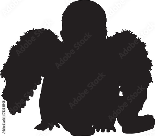 Silhouette of a seated gorilla primate wild animal vector illustration