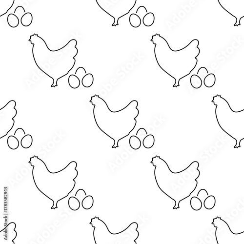 chicken seamless pattern isolated on transparent background.