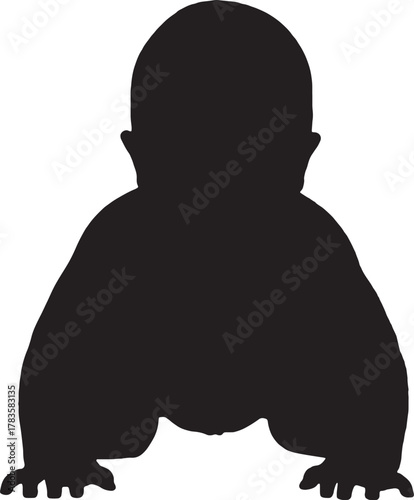 Silhouette of baby crawling symbolizing early development and milestone moments