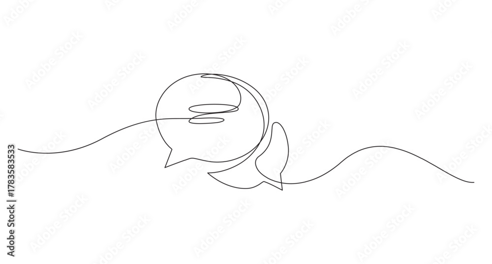 Obraz premium speech bubble icon single one line art vector illustration,