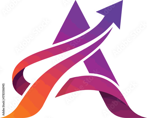 Abstract Letter A Logo with Arrow Symbolizing Growth and Success.