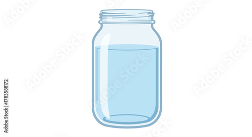 Illustration of a clear glass jar partially filled with light blue liquid