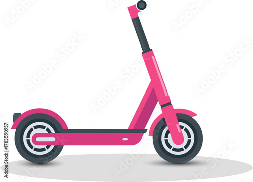 Pink and red scooter vector icon illustration