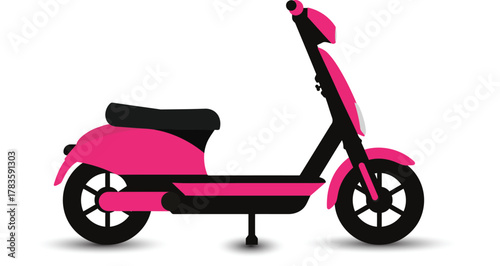 Pink scooter vector illustration on white background