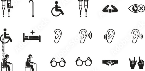 Disability and Accessibility Vector Icons for Healthcare and Inclusive Design