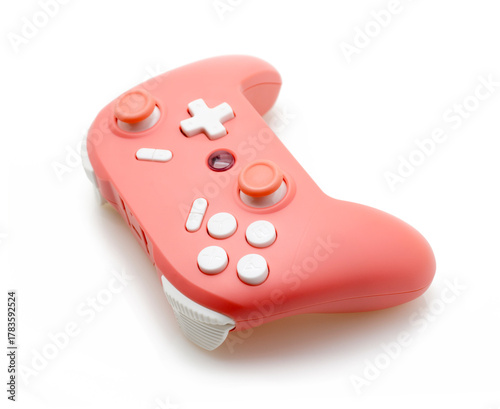 Pastel Pink Gaming Controller on White Isolated Background – Universal Gamepad for Video Games