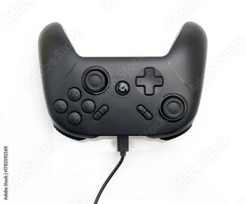 Black Gaming Controller on White Isolated Background – Universal Gamepad for Video Games