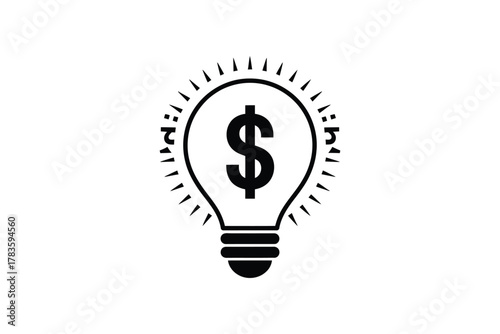 Dollar sign inside a lightbulb symbolizes a money-making idea.