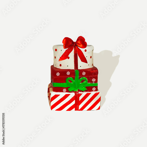 Elegant stacks of gift boxes on bright background. Minimal concept.