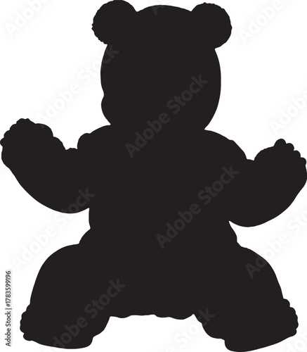 Teddy Bear Silhouette Illustration Classic Toy for Childrens Design Projects