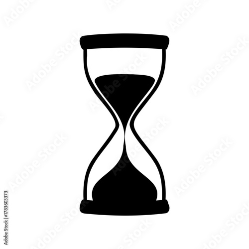 Classic Sandglass Hourglass Timer Icon in Black and White Simple Design
