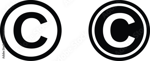 Copyright symbol vector illustration, thin and bold circle design icons, intellectual property artwork, legal rights protection graphic, modern minimal style, stock art collection