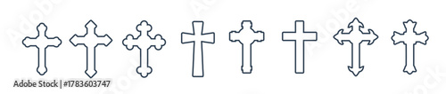 christian cross symbol flat style set of different crosses