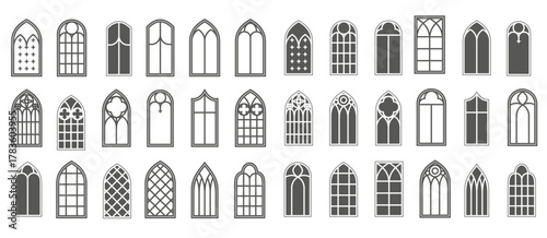 church windows set silhouettes of gothic arches in line