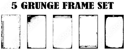 Grunge frames set templates. Ink paint border with rough edges for poster and banner. Retro textured overlay. 