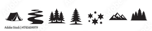 collection of silhouette icons representing nature 