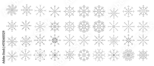 collection of snowflake template line art icon designs. crystal vector simple elements. snow pack design