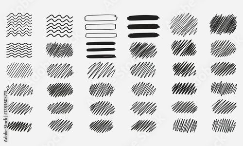 Dynamic collection of hand-drawn scribbled textures and sketchy lines, perfect for adding an authentic artistic flair to any creative design project
