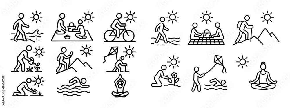 Fototapeta premium Sunny Activity Icons