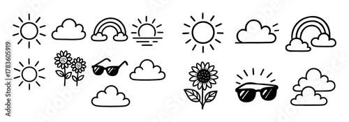 Sunny Weather Doodle Icons