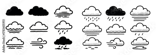 Cloudy Weather Doodle Grid