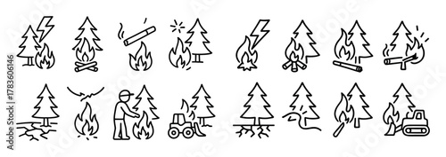 Forest Fire Causes Icons