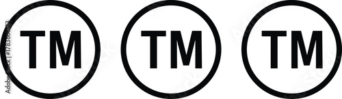 Trademark symbol vector illustration, TM circle icons, branding protection design, legal rights emblem, intellectual property artwork, modern minimal style, stock art collection