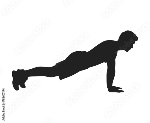 Man Doing Push-up Exercise Silhouette | Fitness Workout and Strength Training Vector