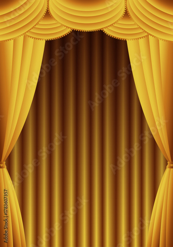 金色の幕　金のカーテン　金色の幕の舞台（タテ）	