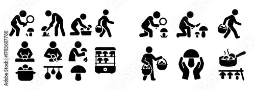Mushroom Picking Icons