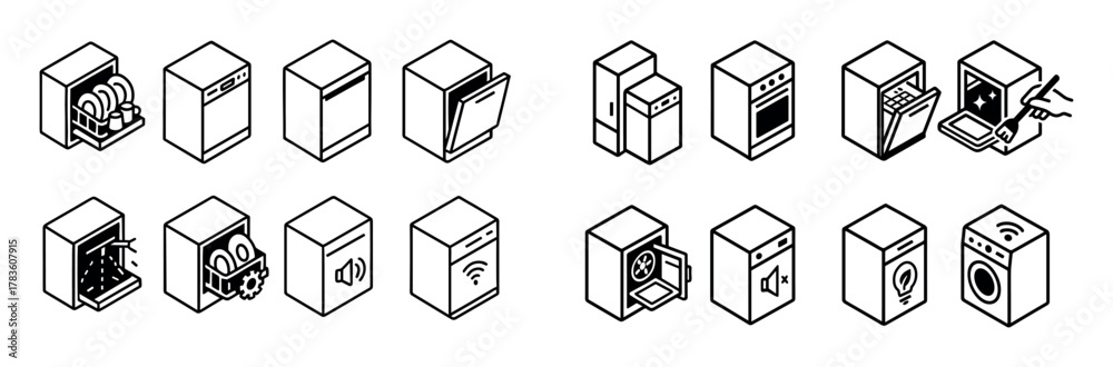 Fototapeta premium Isometric Appliance Icons